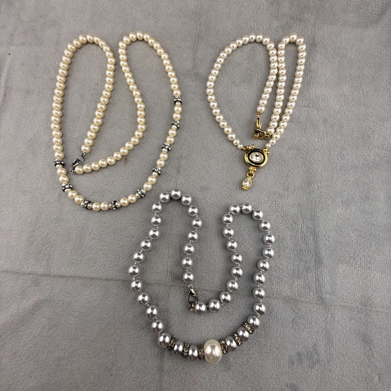 Vintage Necklace Lot of 3 Imitation Pearl 17” 18” 24”
