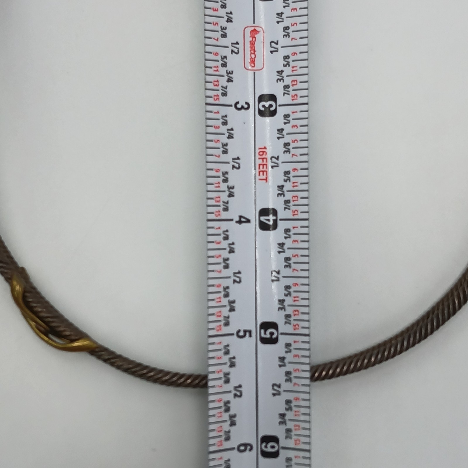 VTG 925 Taxco Mexico Heavy Cable Choker Necklace 61g Two Tone Accent End Caps