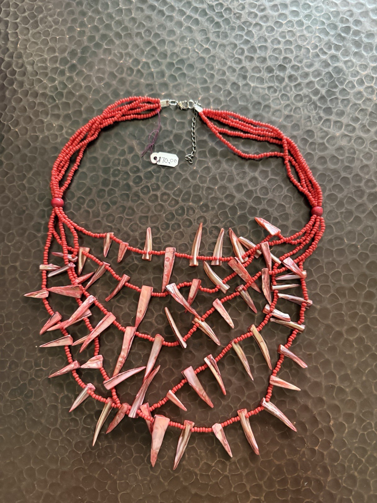 Original Red Shell and Beads Necklace