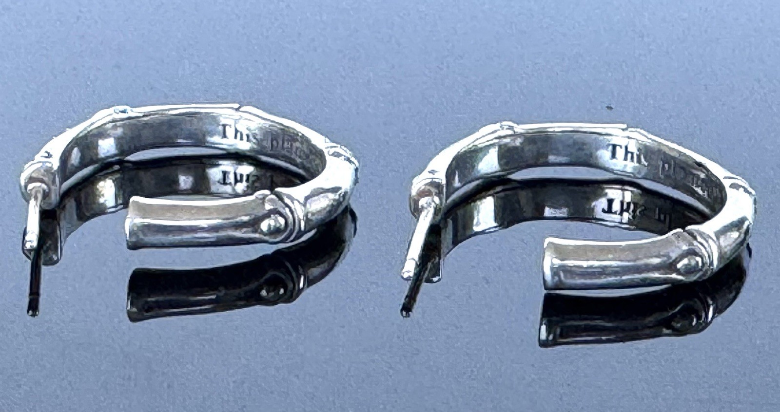 Vintage John Hardy Bamboo Hoop Earrings 925 Sterling Silver 1” JH