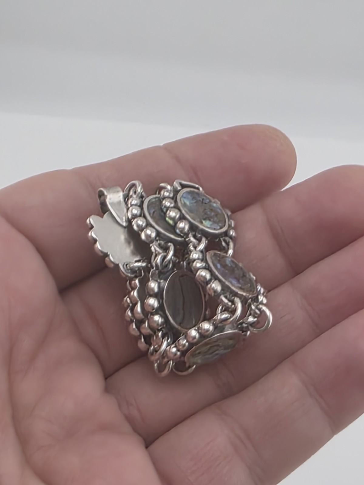 VTG 980 Sterling Silver Taxco SEA Shell Bracelet