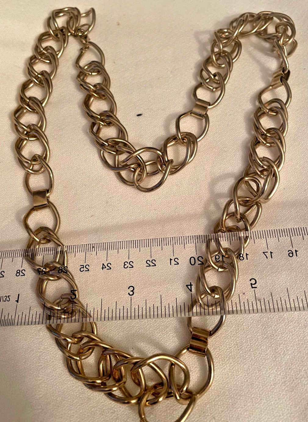 Vintage Long Gold Tone Double Link Chain Necklace very nice and unique