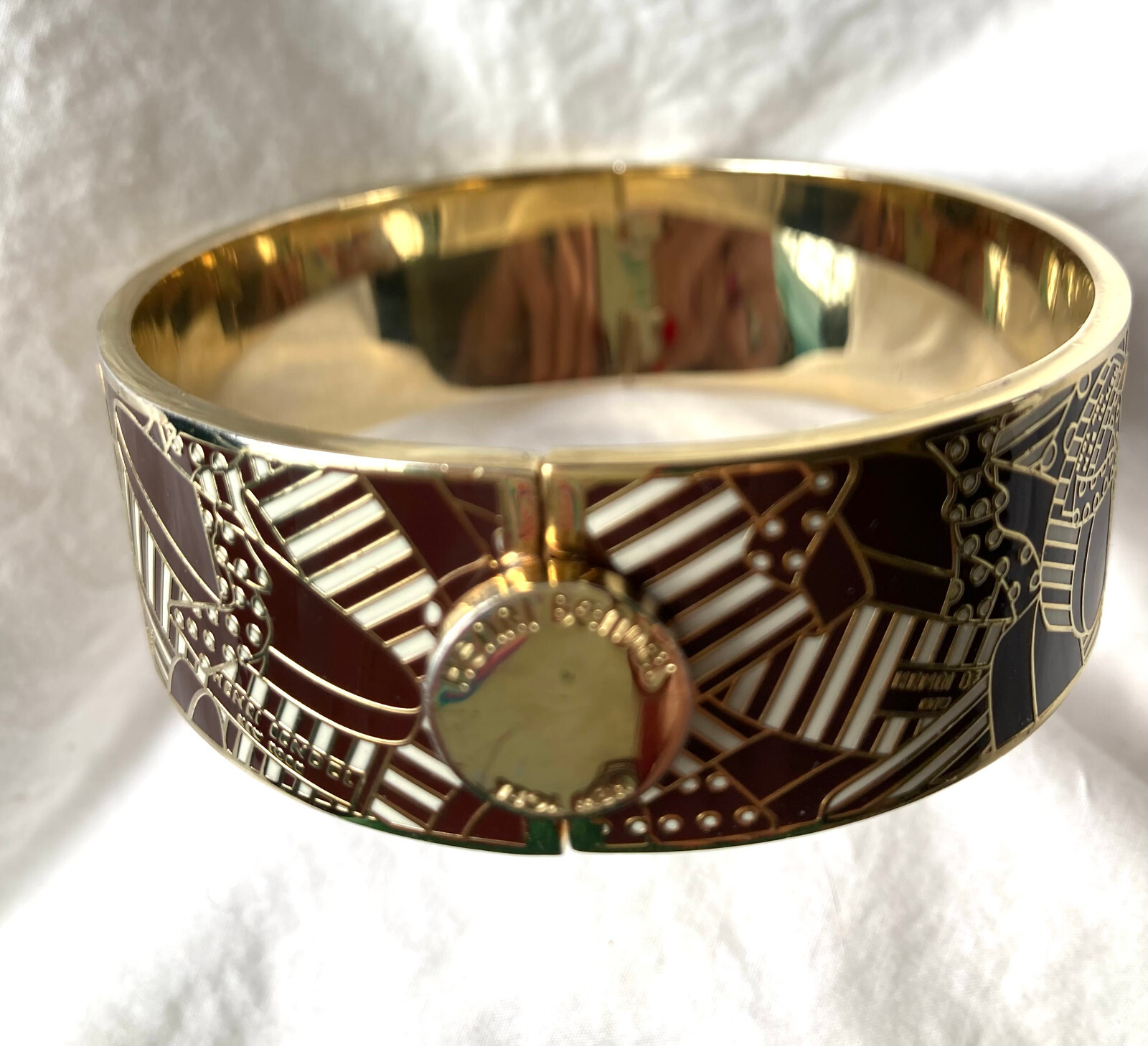 Henri Bendel Hinged Silver Wide Cuff Bangle Bracelet