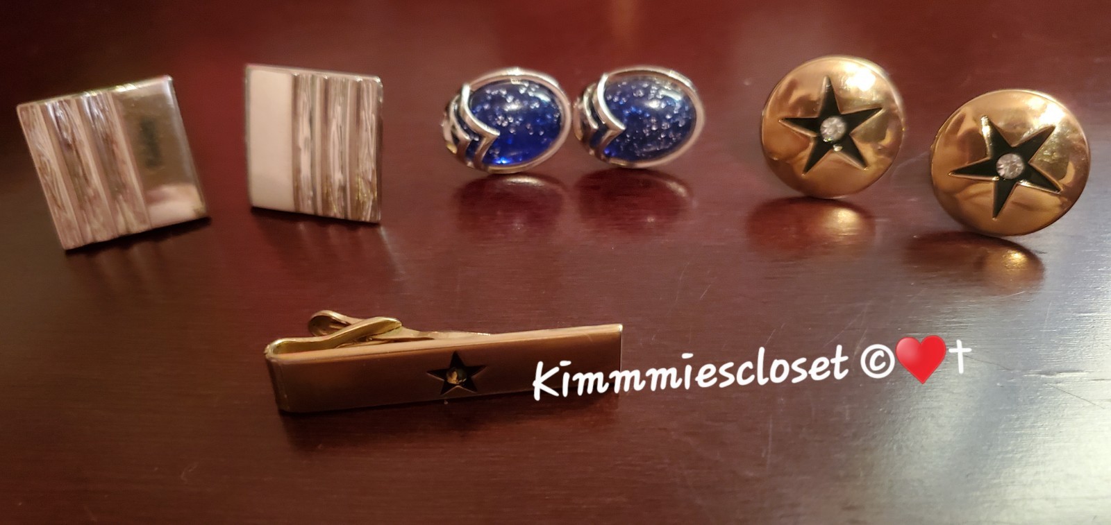 3 Vintage Marked SWANK Cuff Links & Tie Clip Made In USA 1950’s-60 Variety Style