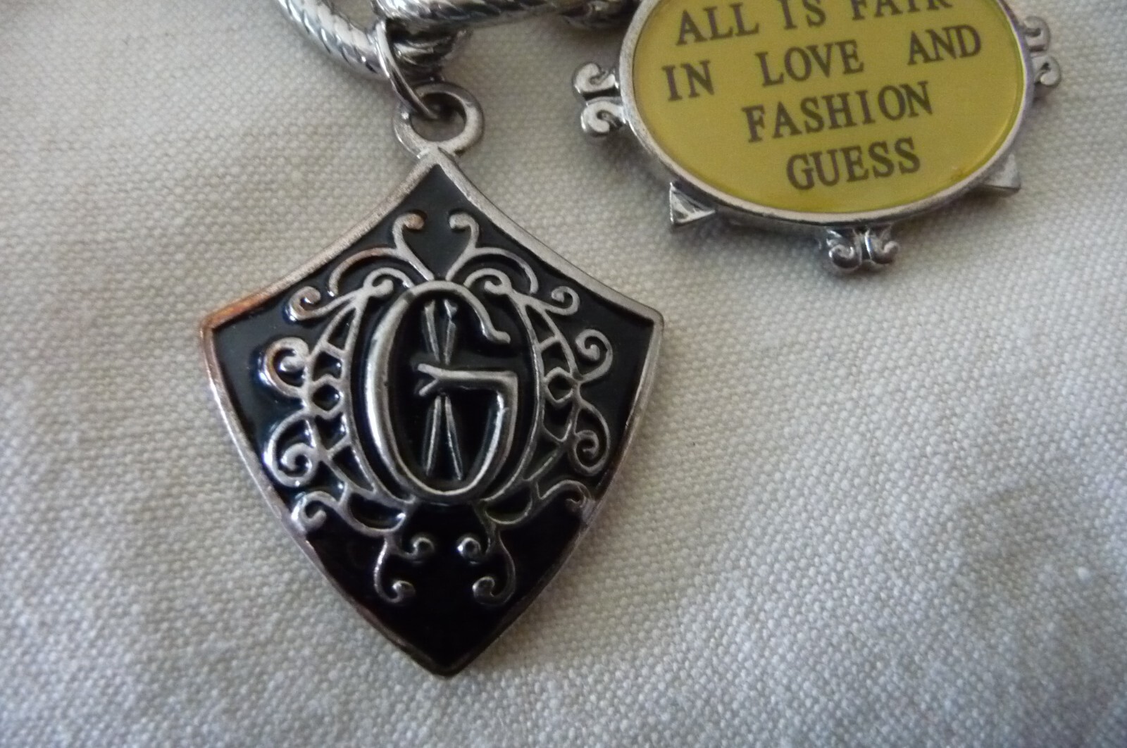 #619A vtg CHARM BRACELET By GWEN SILVER TONE