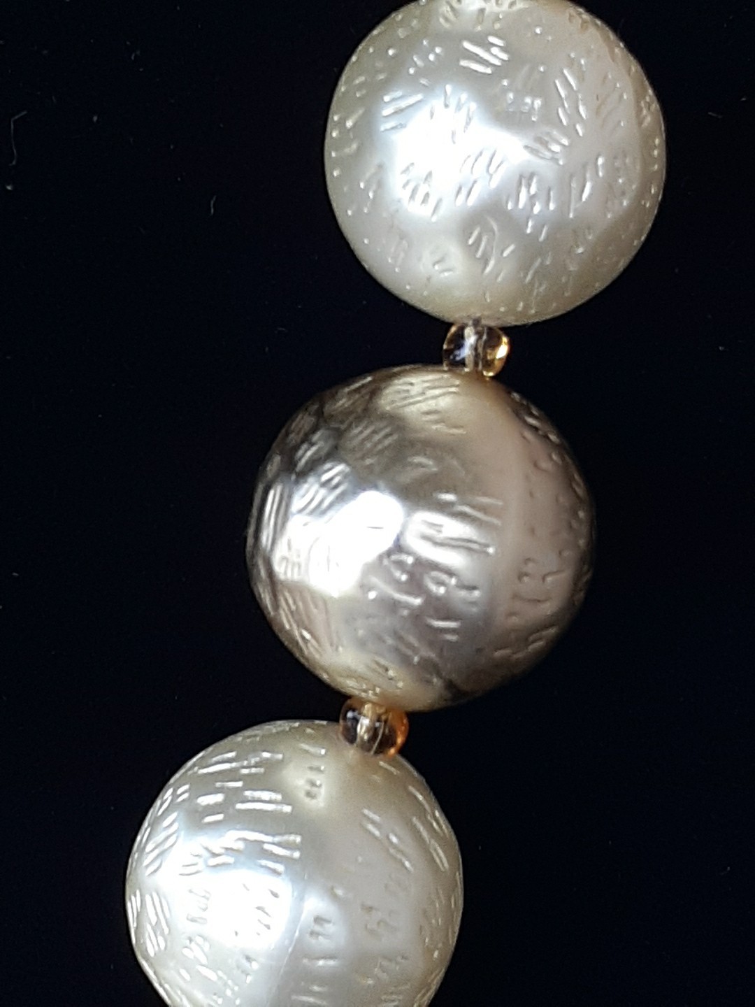 Vtg Faux Pearl Beaded Statement Necklace Chunky