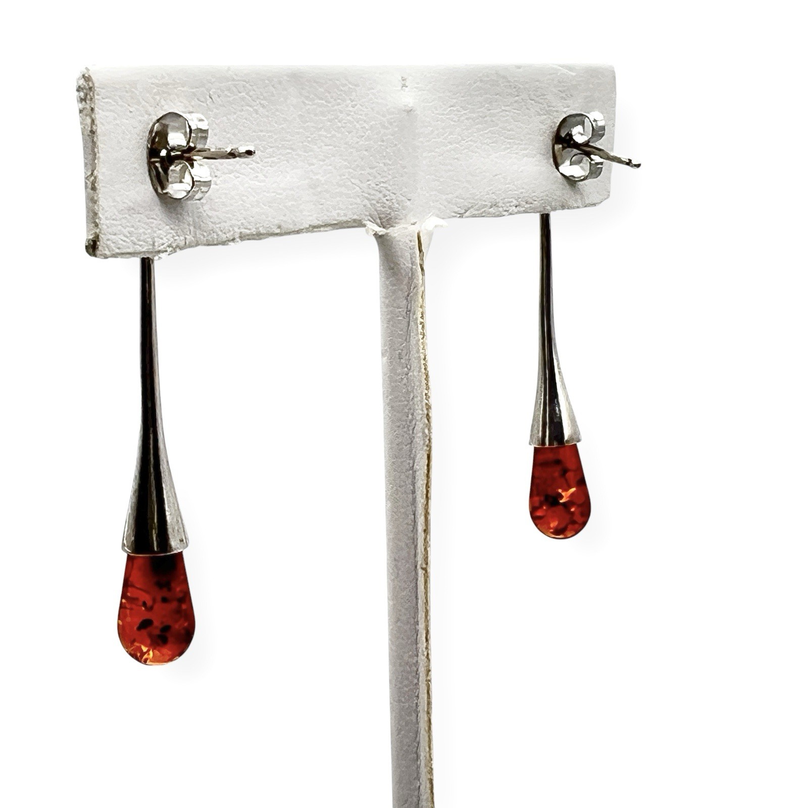 Modernist Dangle Earrings Brown Orange Teardrop Sleek Minimalist Earthy Boho