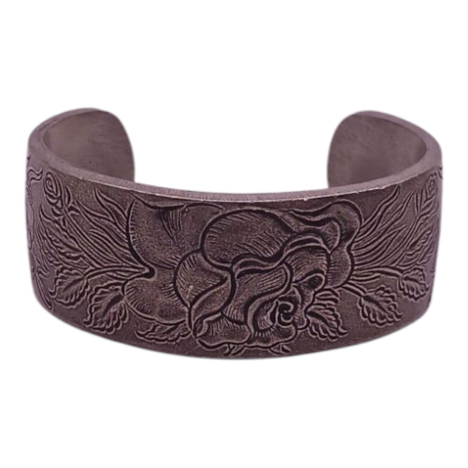 Salisbury Pewter Cuff Bracelet Flower Month June Etched Rose Vintage