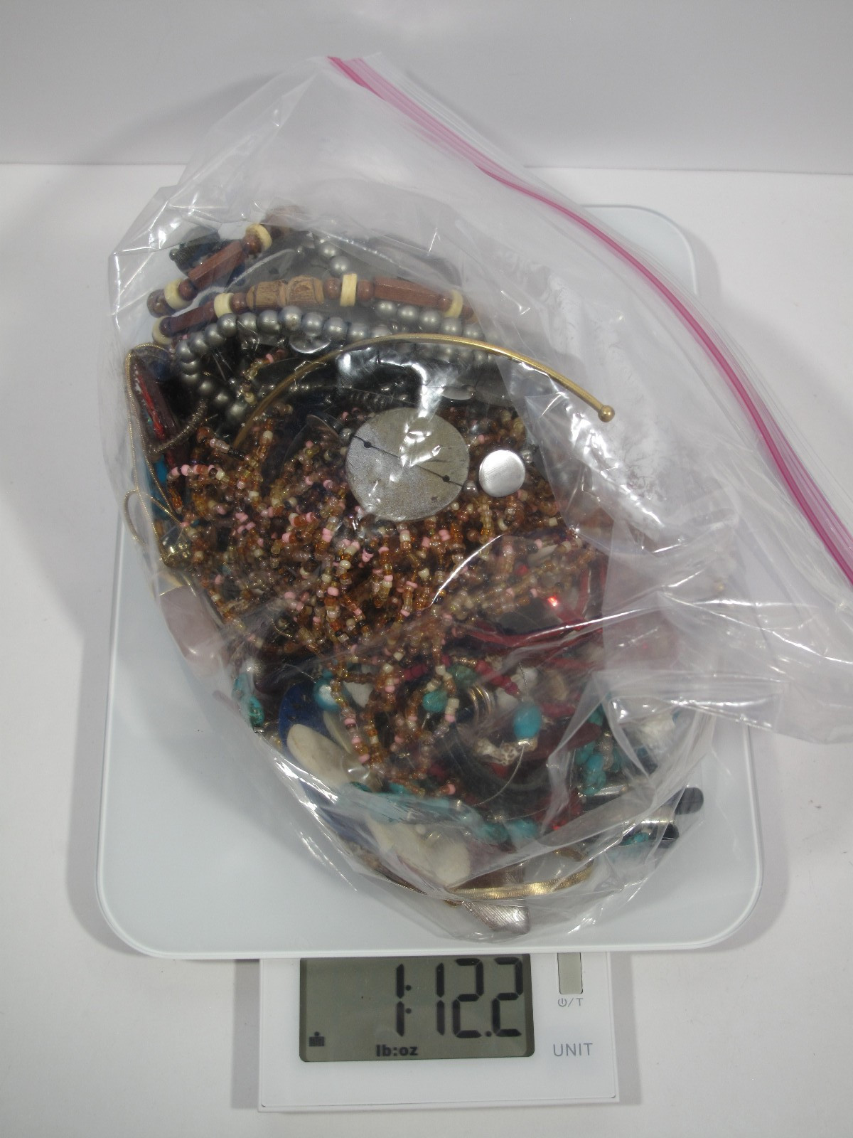 1.75 lbs Mystery Jewelry Lot VTG to Now All Wearable Necklaces~JAR NOT INCLUDED