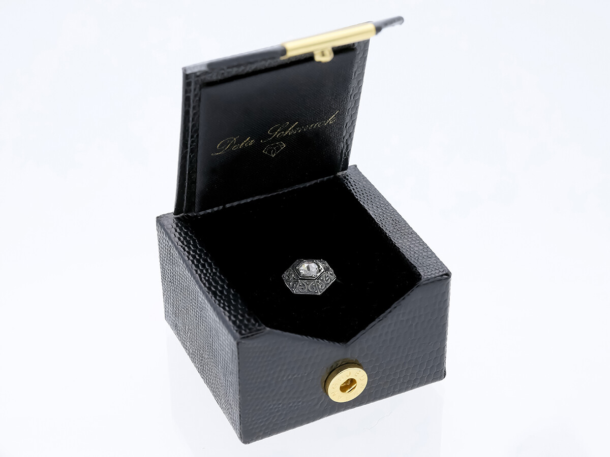 Antique Ring 0.35ct. Solitaire Diamond 585 Yellow Gold 925 Silver Deta Jewelry