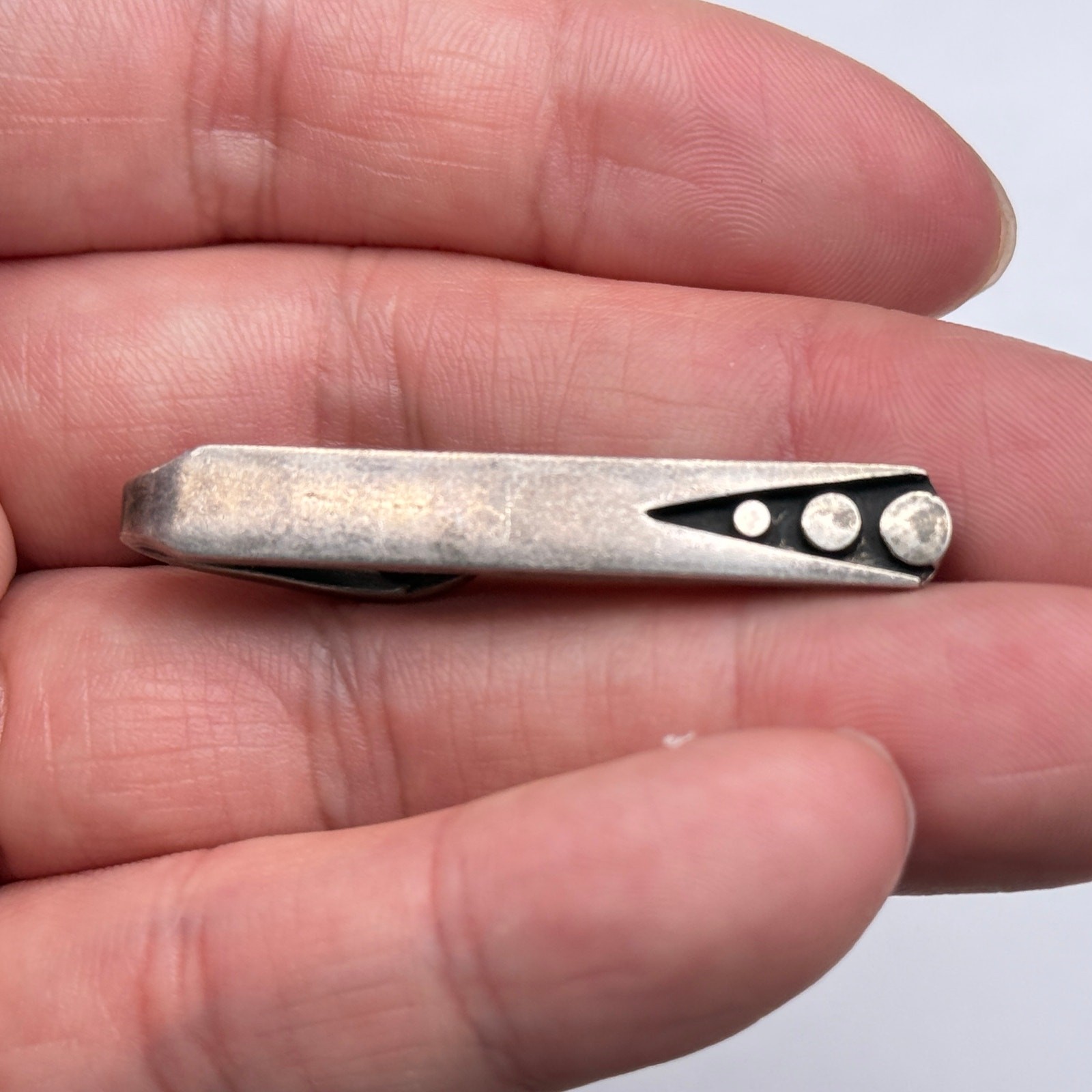 Vintage Modernist Los Castillo Sterling Silver Tie Clip