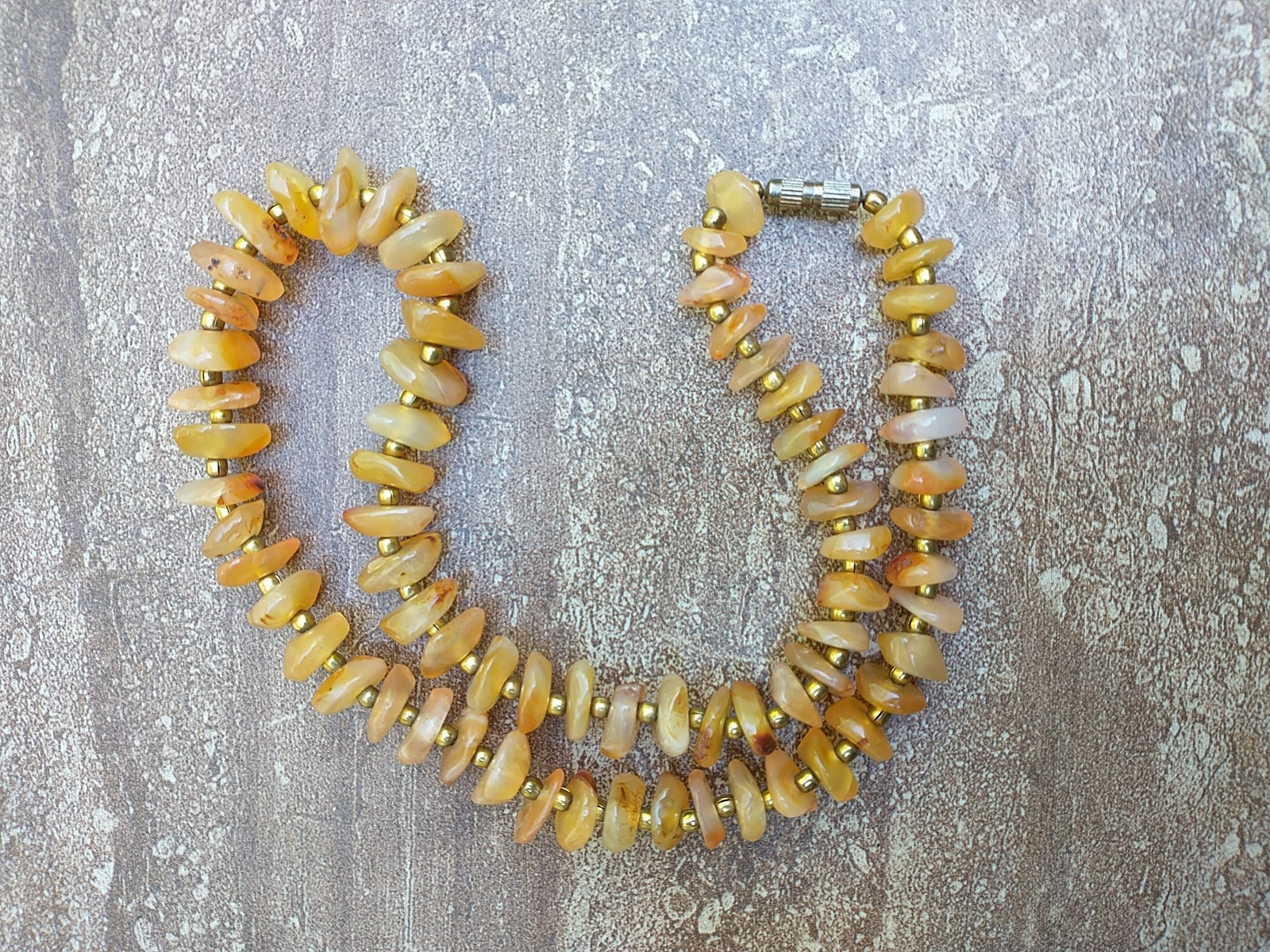 Baltic Amber Natural Honey Tones Necklace w/Gold Beads and Barrel Clasp 20″