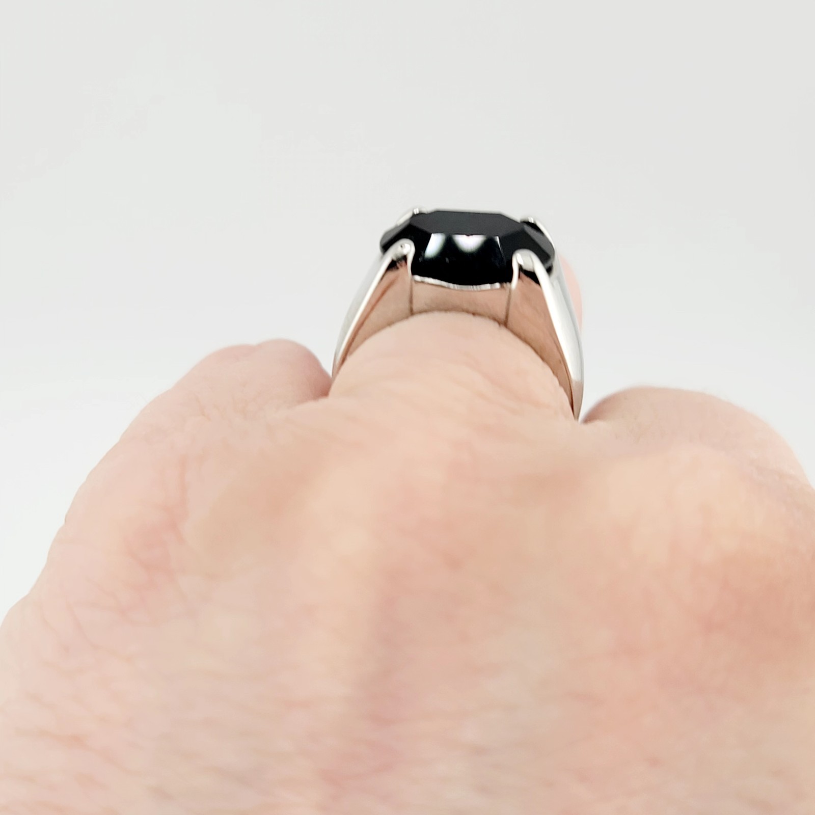 Vtg Sz 6 Ring Band ESPO Unsigned Esposito Black Cubic Zirconia 14KGE Jewelry