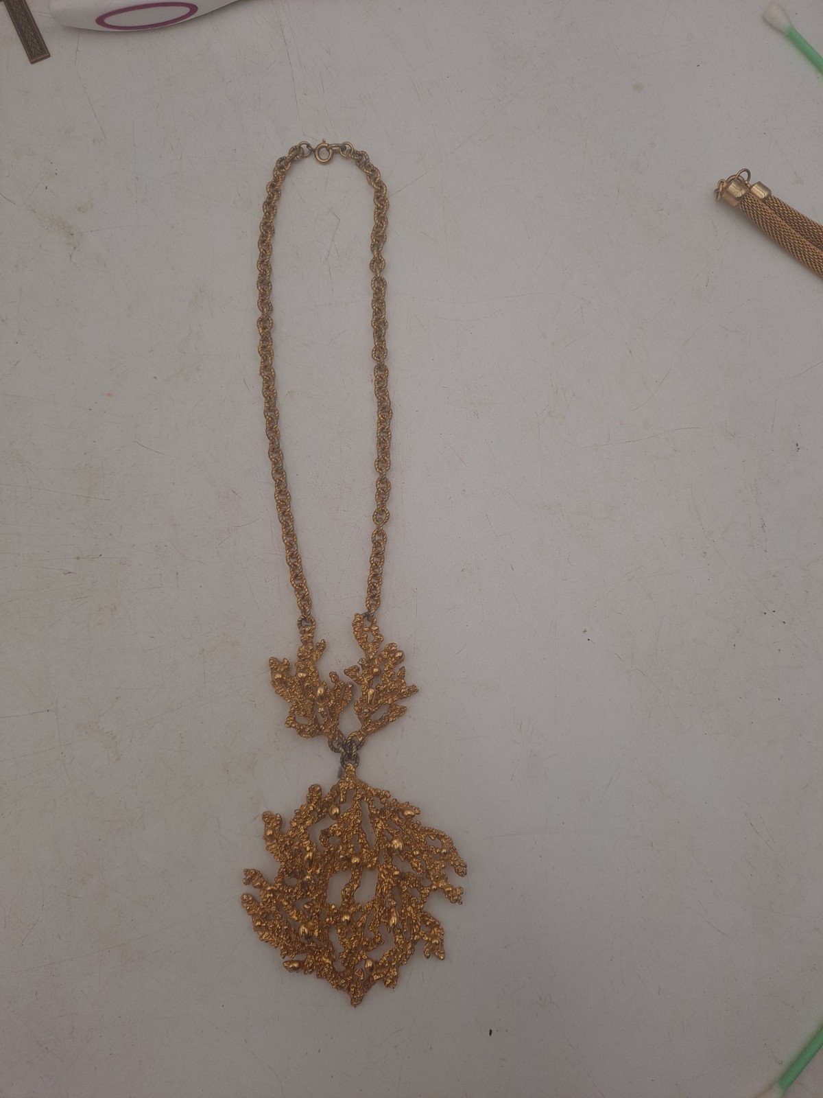 Vtg 1971 Napier “Sea Fern” Gold Tone Necklace Designed by Eugene Bertolli