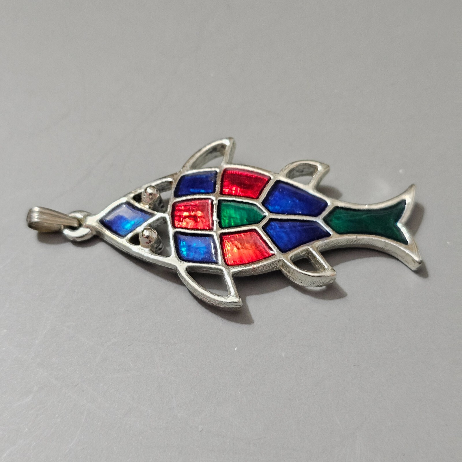 Sarah Coventry JEWELFISH Pendant Only Multicolor Stained Glass Look Silvertone