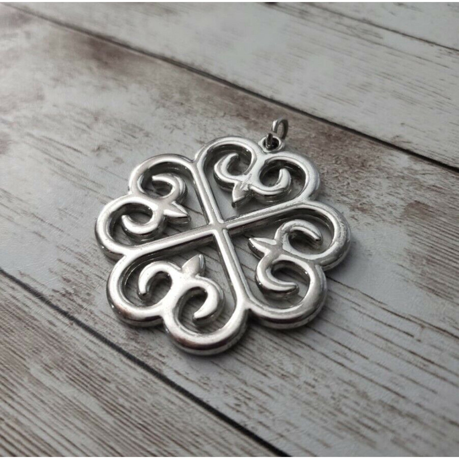 Vintage Pendant – Large Silver Tone Celtic Style – No Chain Included