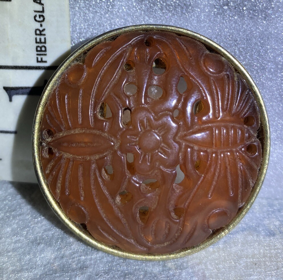 Beautiful Gold Tone Glass Cabi Pine Brooch (only) Great Shape