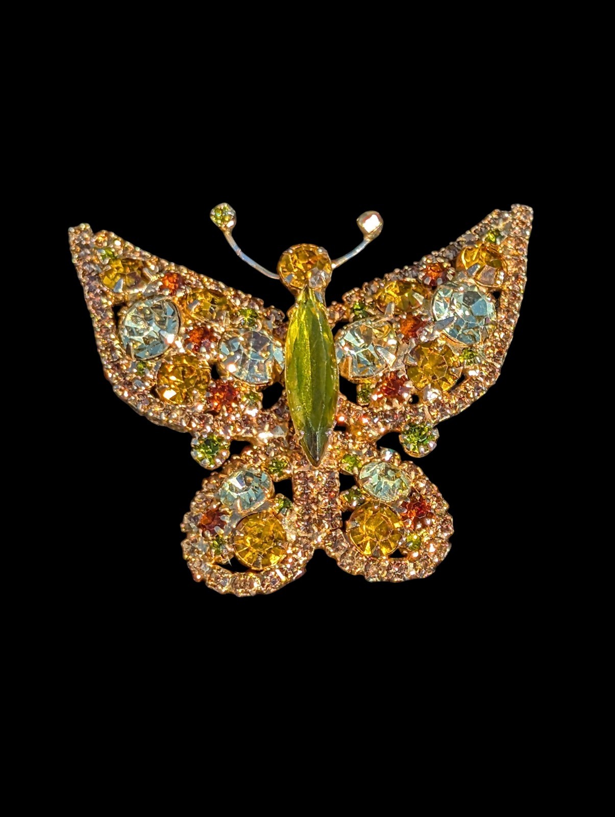 Juliana Delizza & Elster D&E Rhinestone Butterfly Brooch Pin Book Piece Autumn