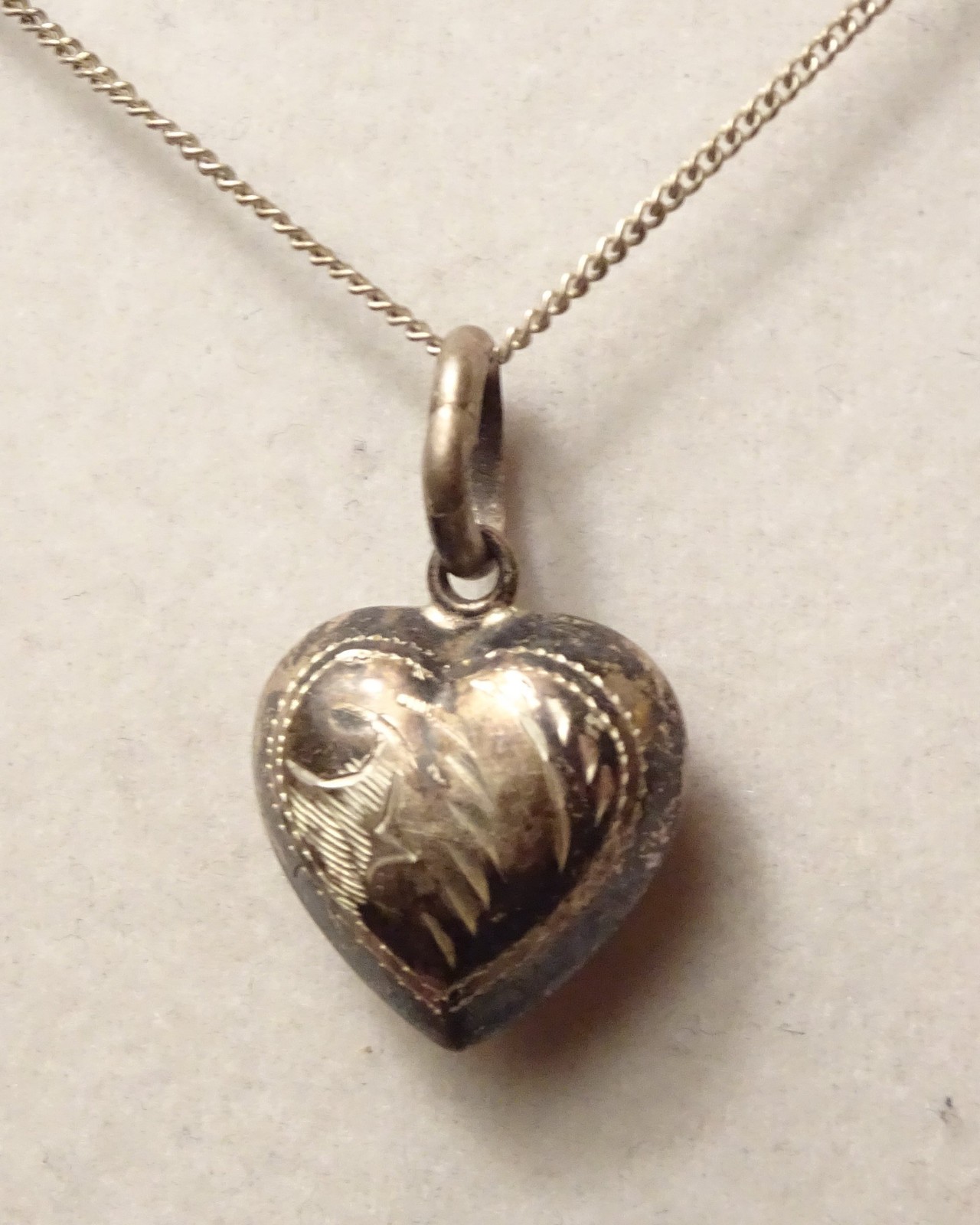 Puff Heart Pendant Sterling Silver Necklace Vintage