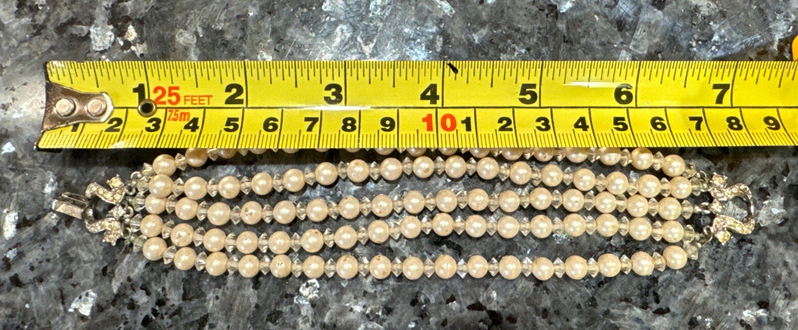 Authentic Vintage Signed Marvella 5 Strand Faux Pearl Bracelet 7 1/4 In Rare