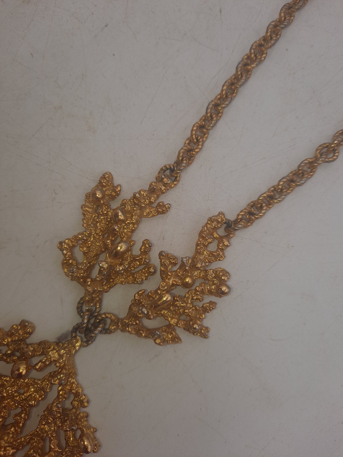 Vtg 1971 Napier “Sea Fern” Gold Tone Necklace Designed by Eugene Bertolli