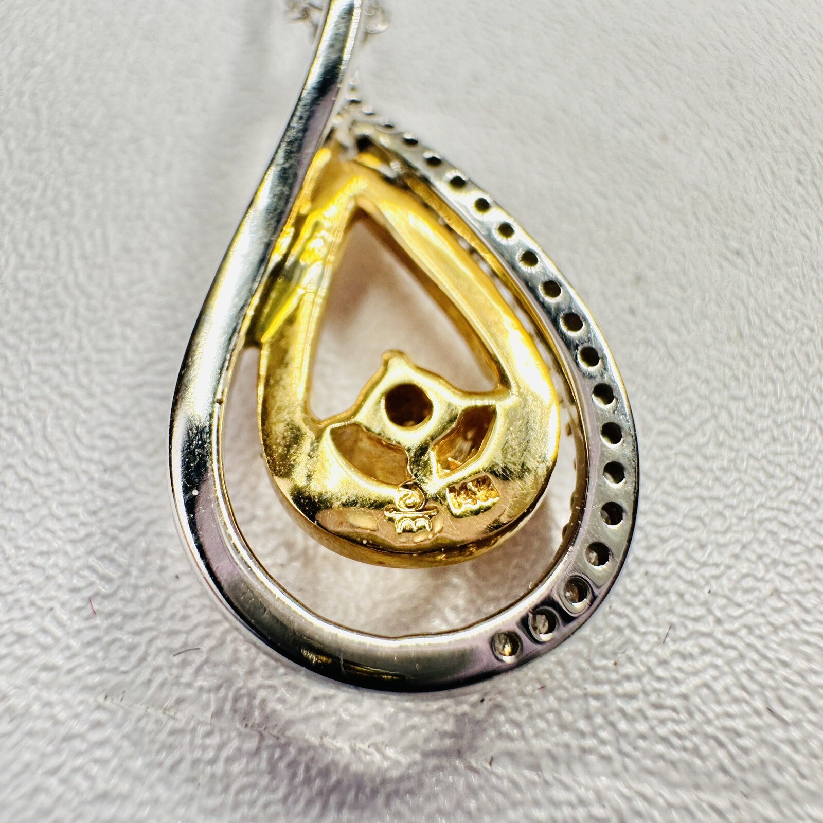 Vintage 14k White & Yellow Gold Champagne & White Diamond Pendant Necklace