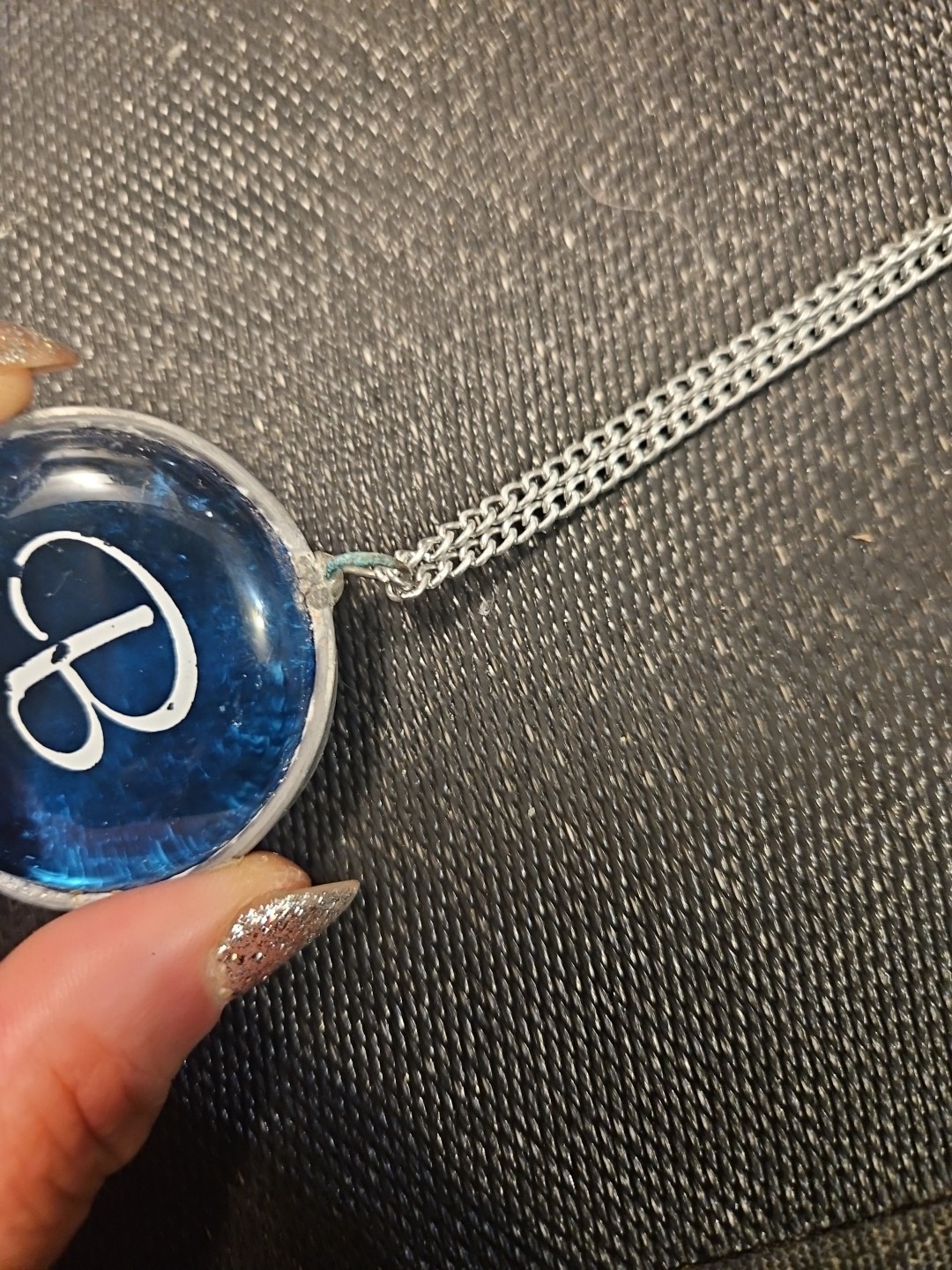 Vintage Glass Necklace With Initial “B ” on It ( Not Sure Brand)