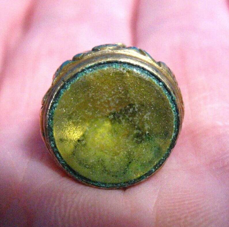 GOLD FILLED YELLOW GLASS CHARM FOB PENDANT VICTORIAN 6.4 GRAMS J-586