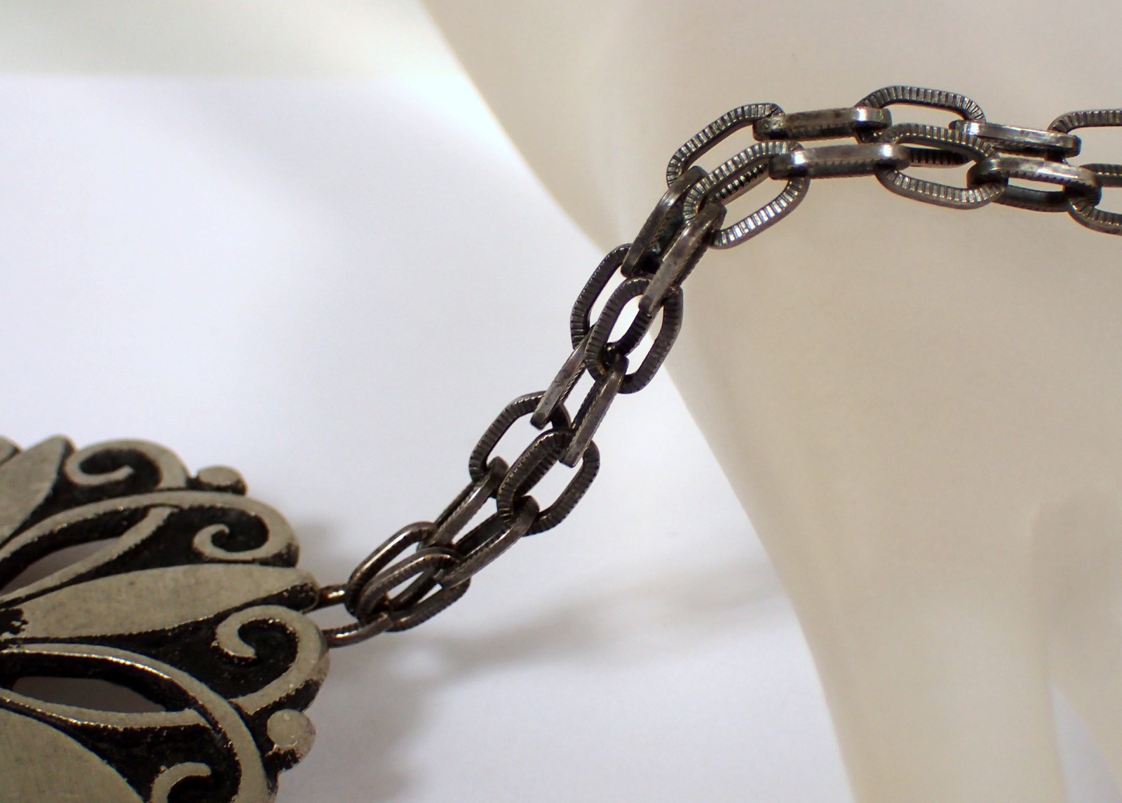 HUGE Vtg MCM Borje Tennung Sweden BT T9 Pewter Flower Brooch Pendant Necklace