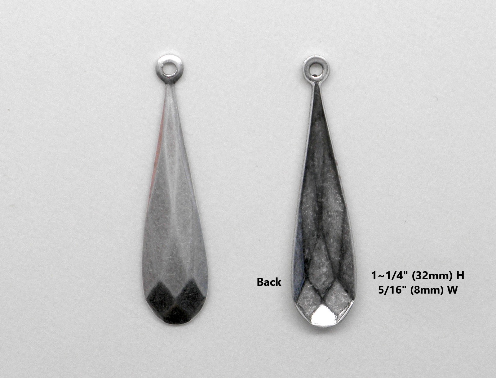 #0513 ANTIQUED .925 STERLING SILVER PLATED DROP W/TOP HANG RING – 6 Pcs
