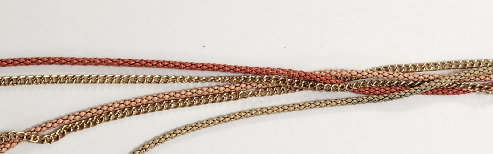 Vtg 5 Layer Chain Necklace Goldtone Peach Orange Business Casual Fashion Retro