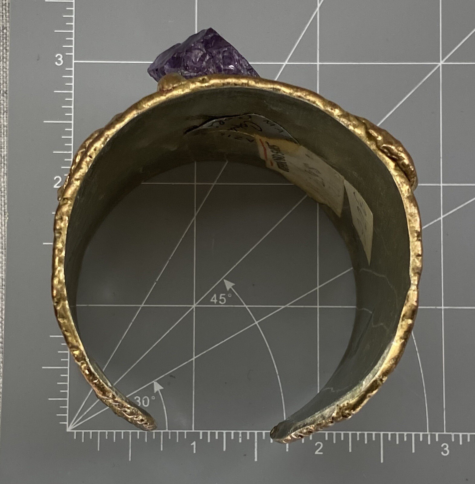 Vintage COPA COLLECTION Huge Chunky Brutalist Modernist Cuff Bracelet Amethyst