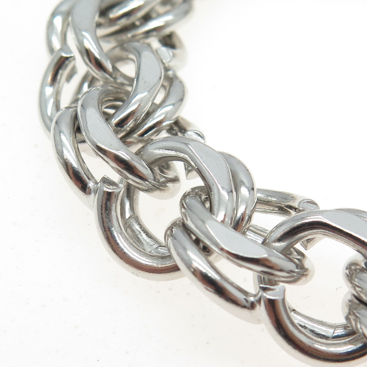 ELCO Sterling Silver Antique Art Deco Double Rolo Link Solid 53.4g Bracelet 6.5″