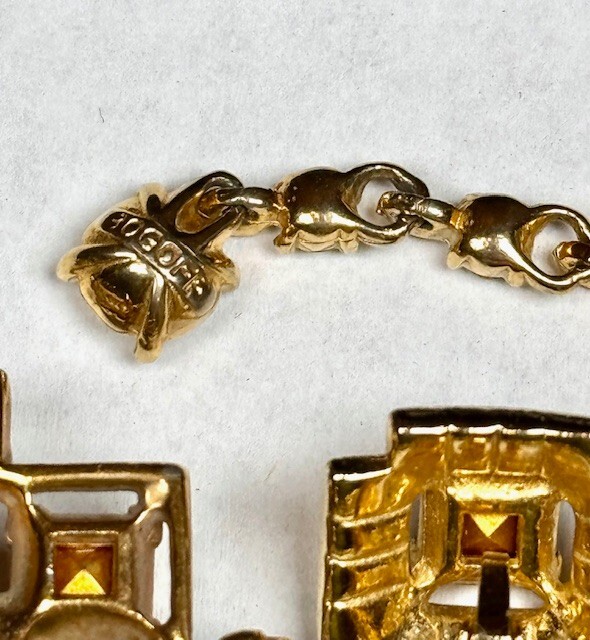Bogoff “Tawny Topaz” Swarovski Emerald Cut Gold Plate Parure