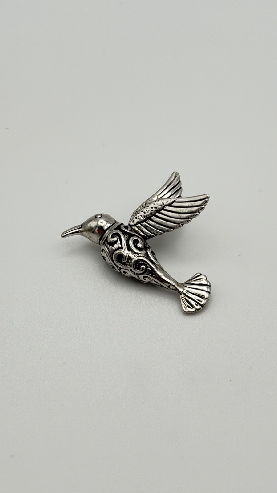 ATI 925 Sterling Silver 7g Vintage Hummingbird Charm 3D Pendant