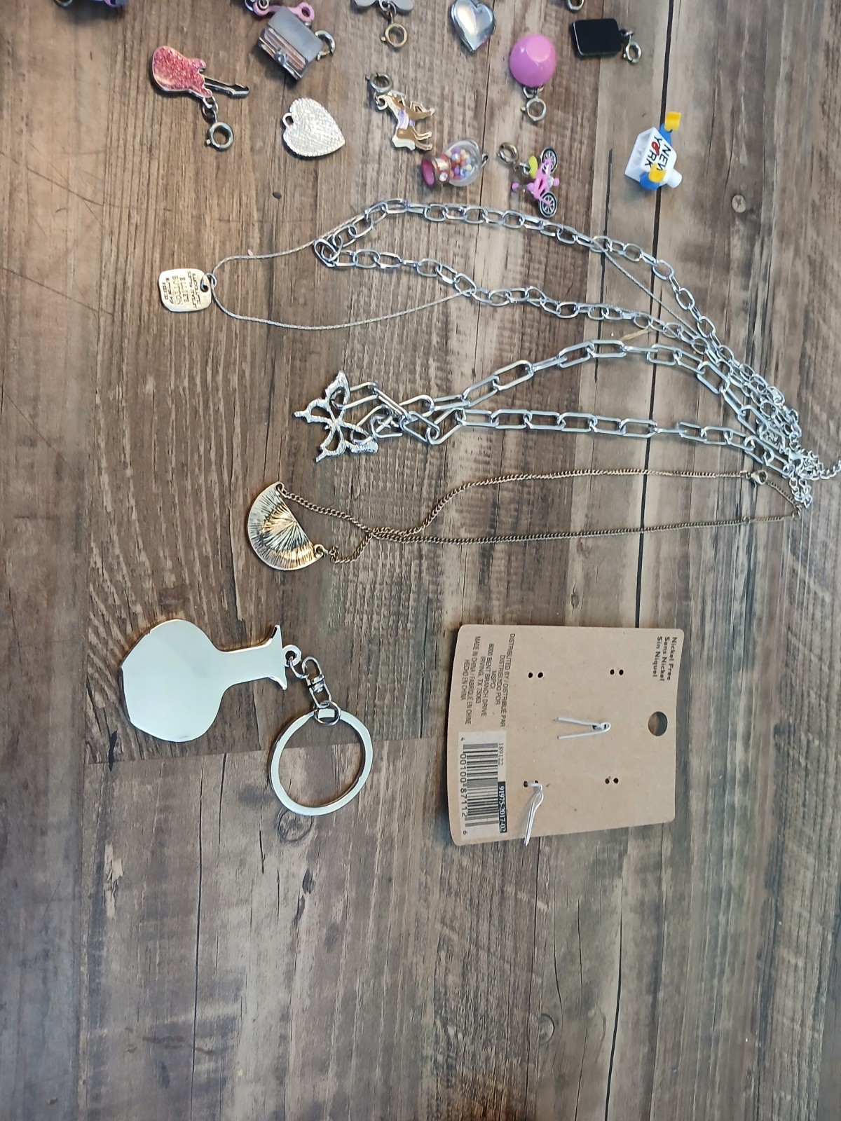 Collectibles lot Metal Charms Charm Necklace Enamel Cross Pendant Treasure Chest