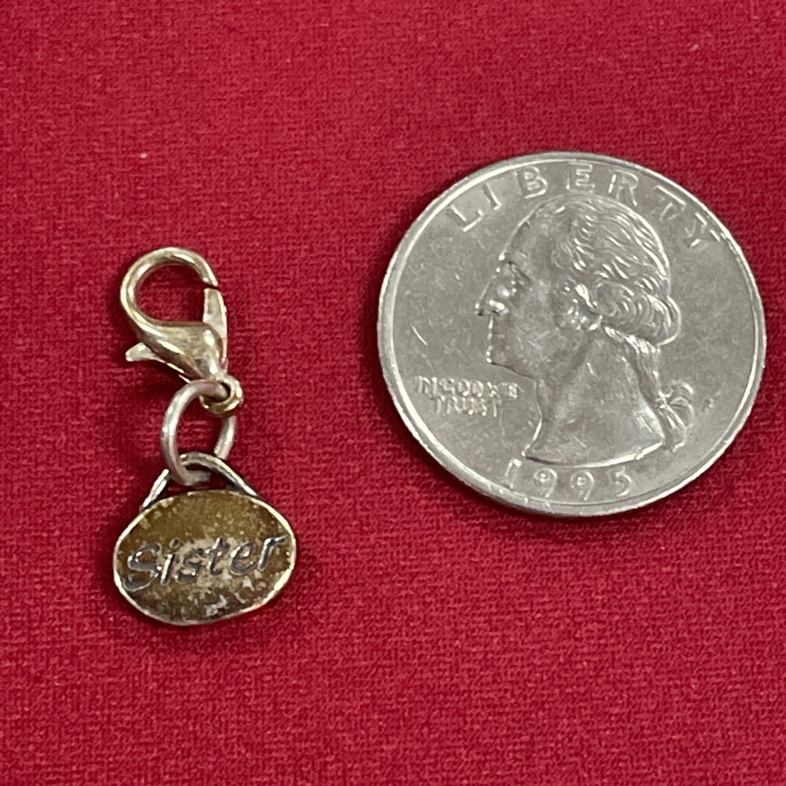 Gold Plated Sterling Silver 925 SJC Sister Charm With Lobster Clasp