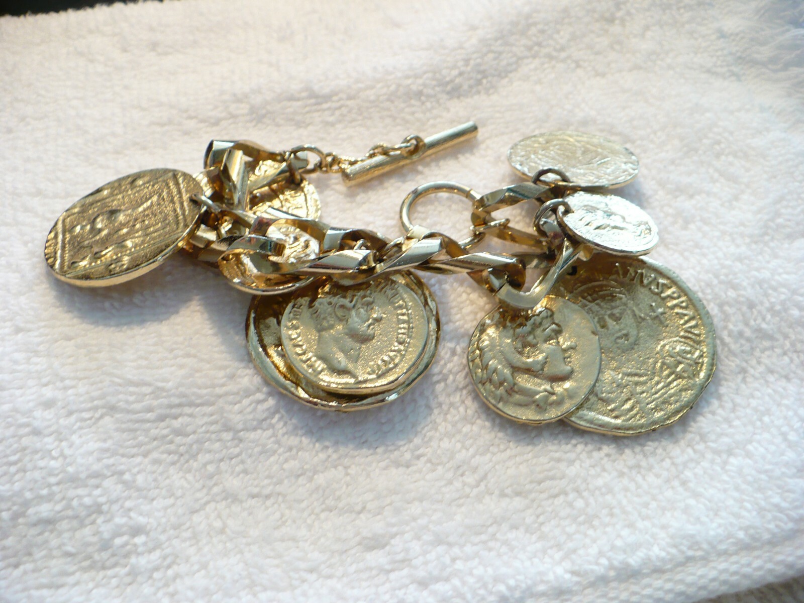AAG- RUSSIAN GREEK OR SOUVENIR COINS BRACELET (GOLD-TONE) #605