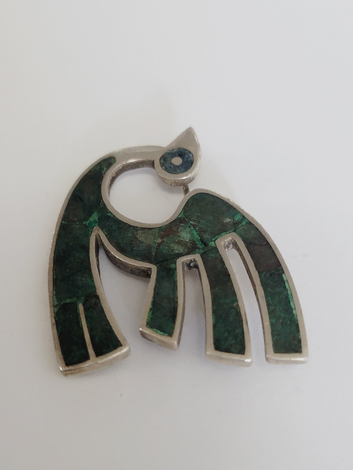Los Castillo Mosaic Taxco Sterling Silver Bird Brooch