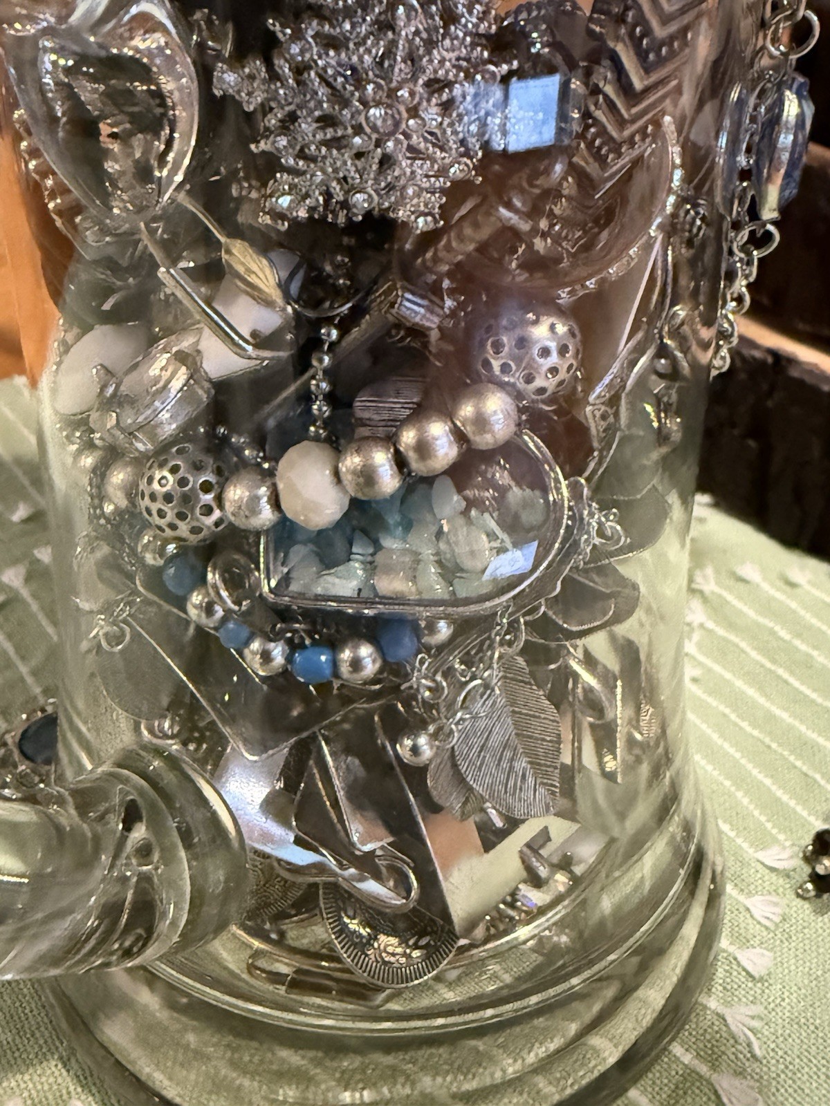 Mystery Jewelry Stein Jar Mixed Wearable Vintage to Modern Silver Tone