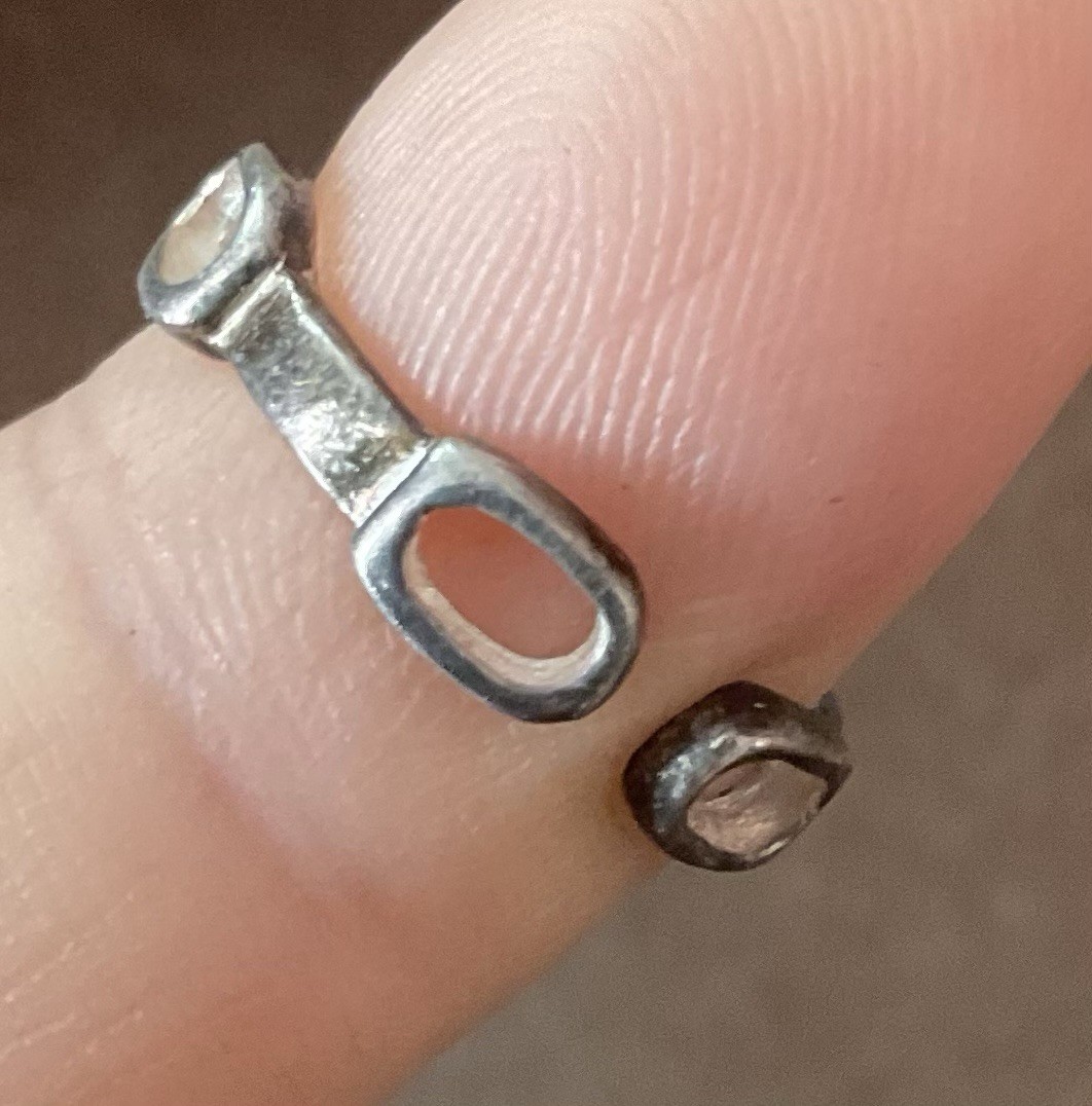 Vtg 925 Sterling Silver Ring Open Chain Link Industrial Modernist Sz 3.5 – 4.25