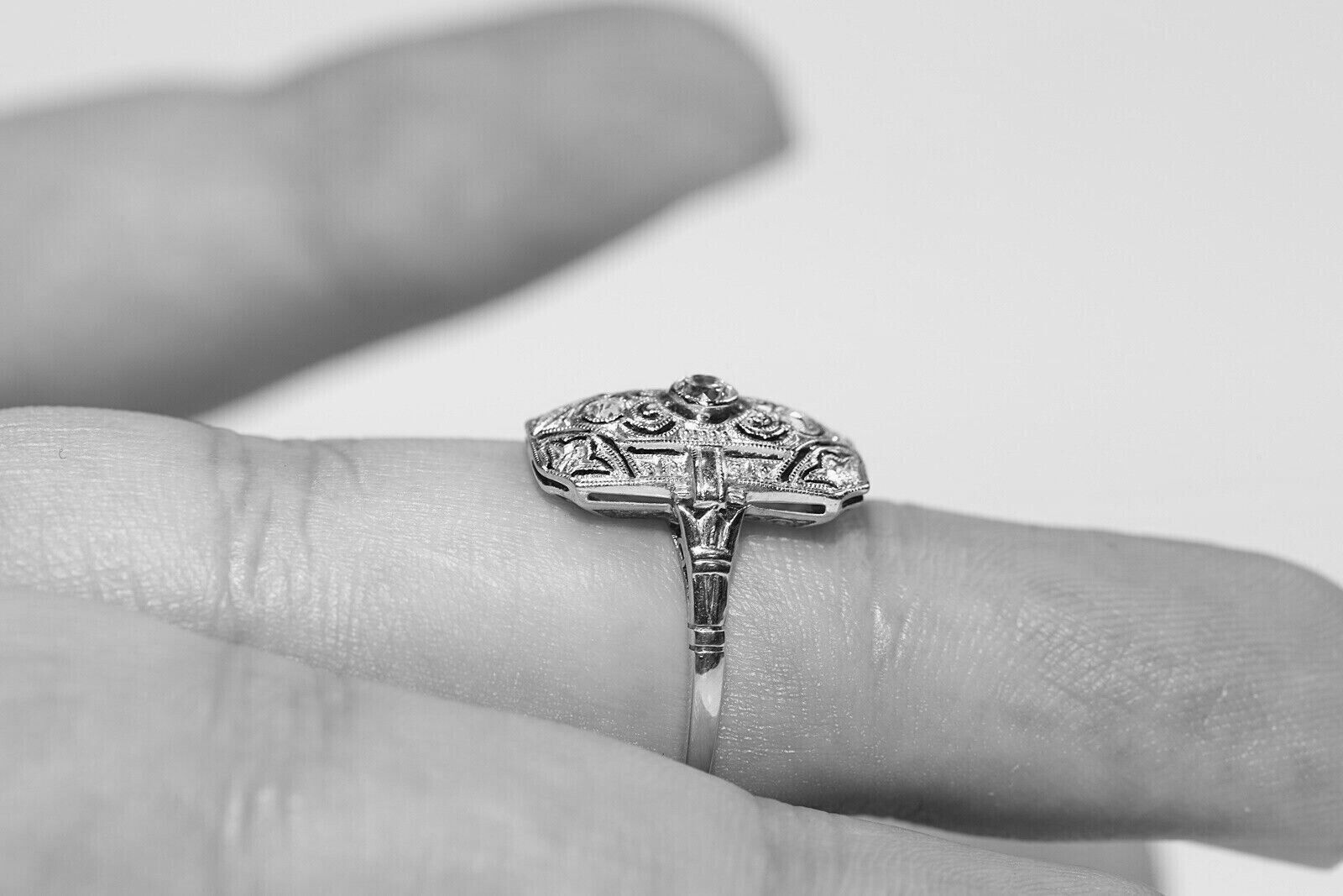 1 CTW White Round Cut Simulated Diamond Wedding Art Deco Antique 925 Silver Ring