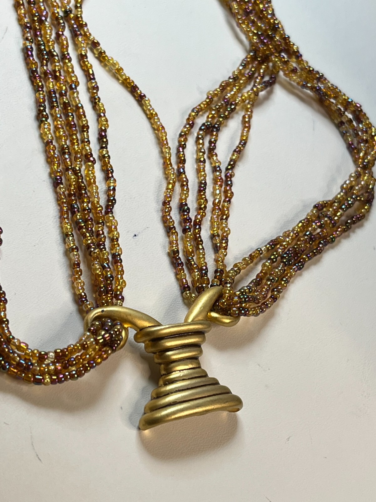 Egyptian Looking Vintage Multi-Sead Bead Necklace Unusual (REDUCED)