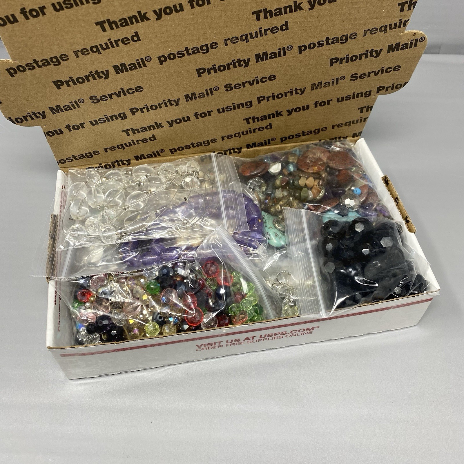 Glass & Stone Bead Jewelry Craft Repair Lot 2.9 lbs Multicolor Assorted Shapes