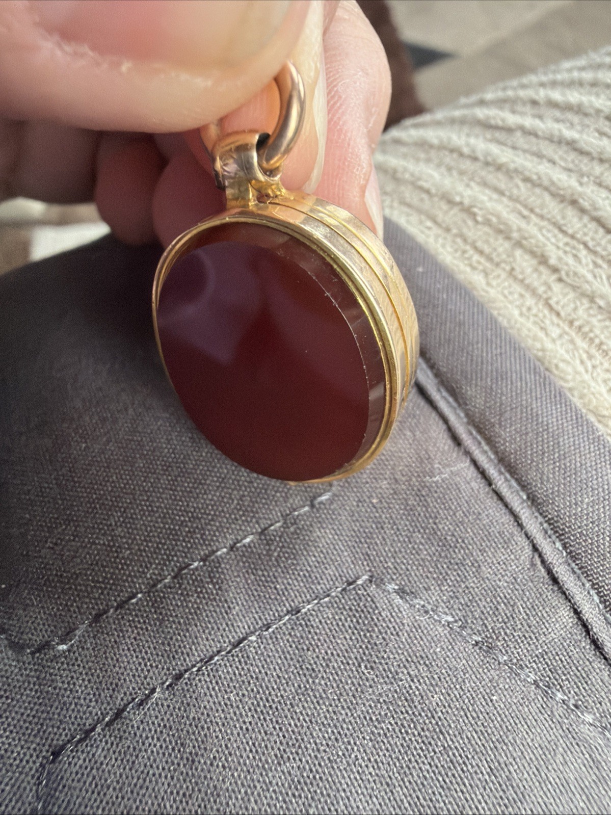 Victorian 9.3g Heavy Solid 9ct Gold Patented Locket Pendant Bloodstone Chip