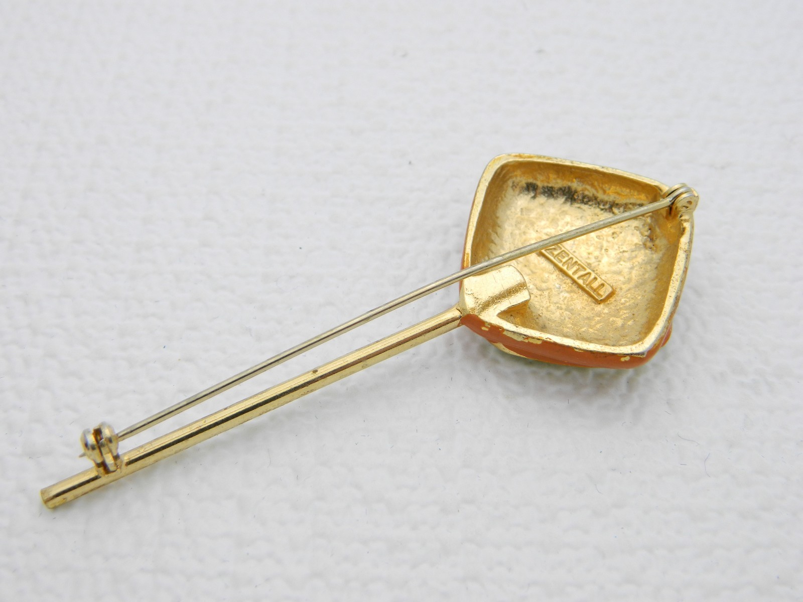 VTG RARE Gold Toned ZENTALL Signed Tulip Flower Enamel Pin Brooch