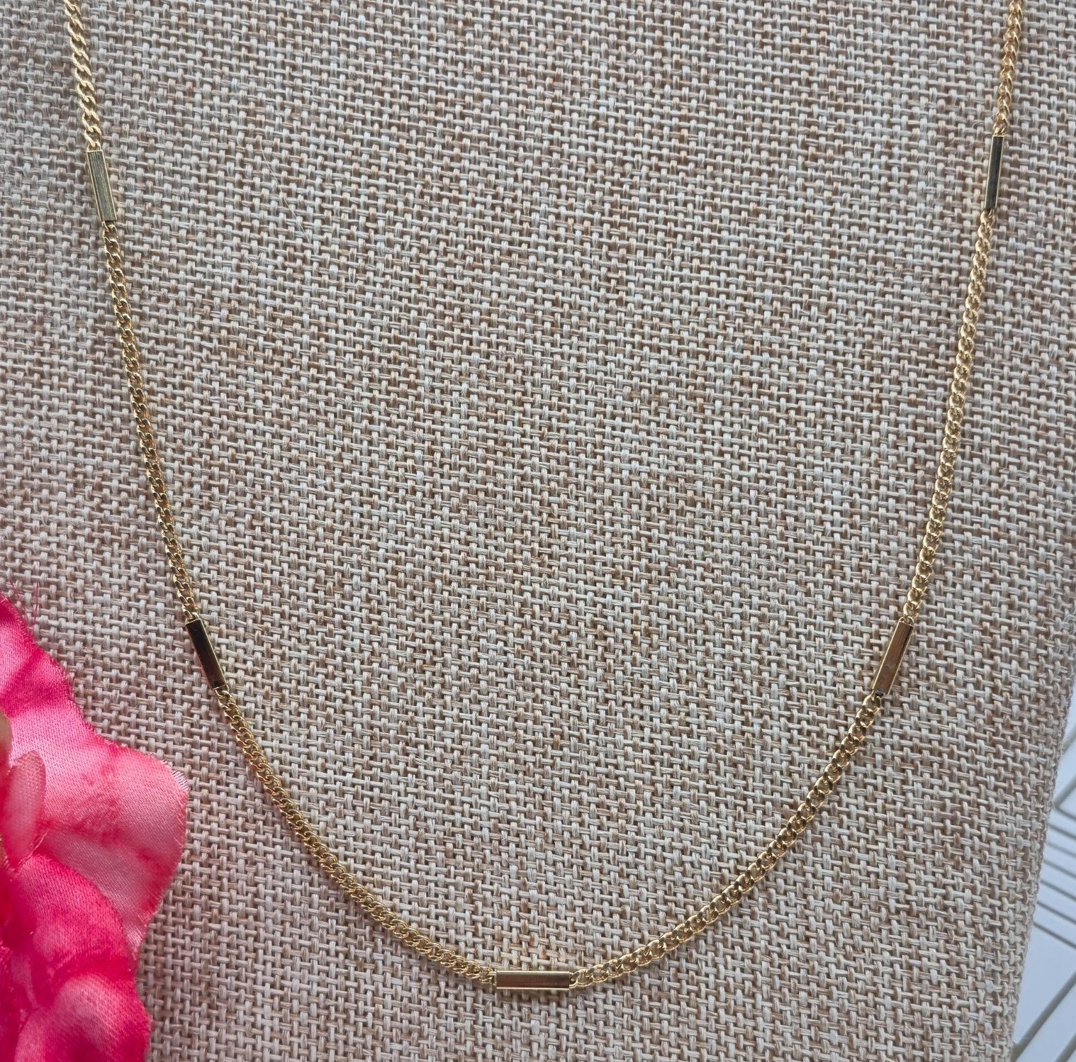 Vintage AVON Long Chain Bar Link Gold Tone Layering 32″ Necklace Minimalist