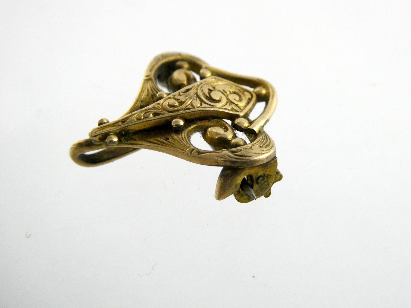 Antique RFS & Co Simmons Heart Shape Gold Fill Watch Fob or Pin 2.2g Unmarked