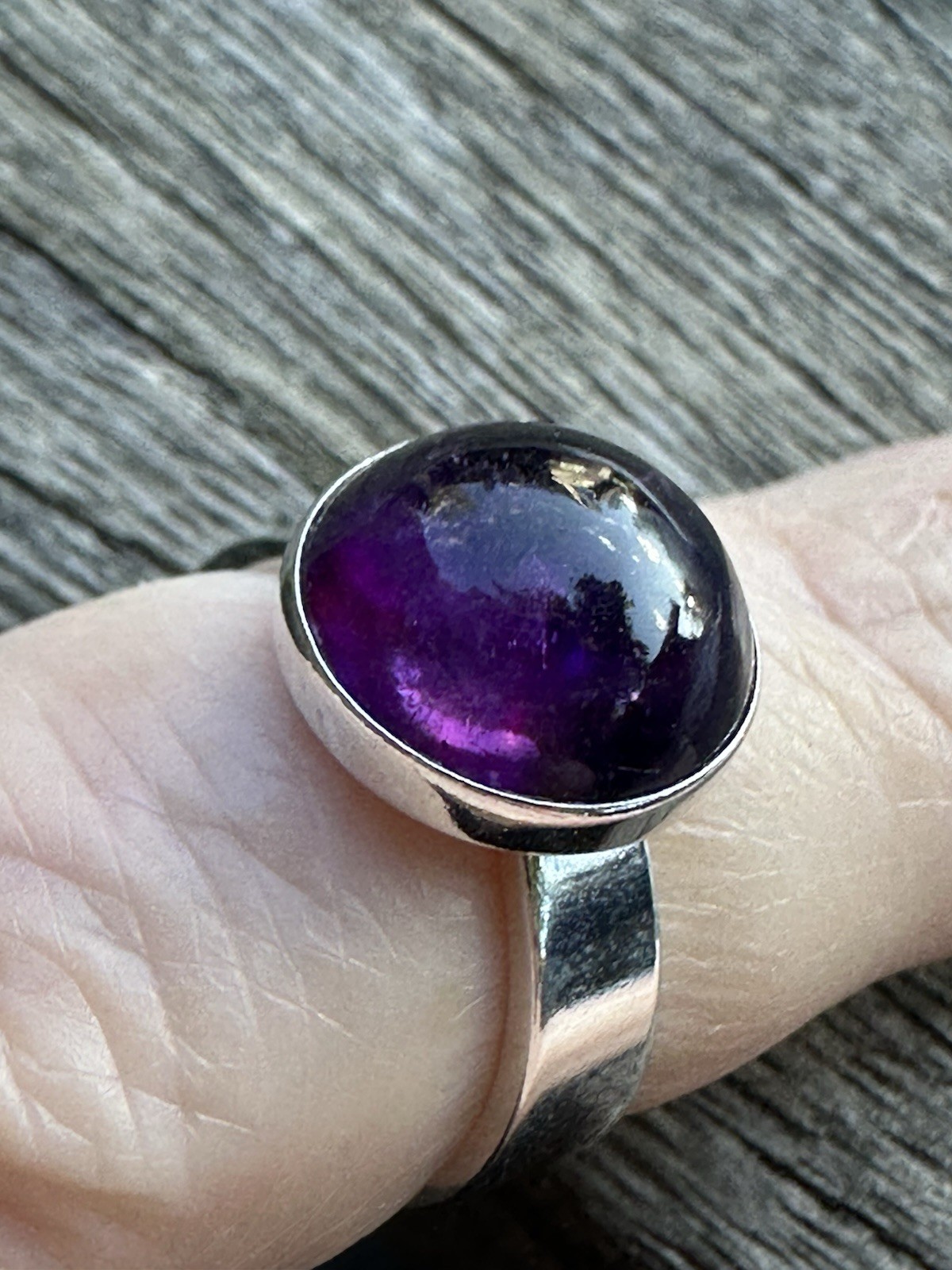 N.E From Vintage Denmark 925S Sterling Silver Modernist Ring Amethyst 1398
