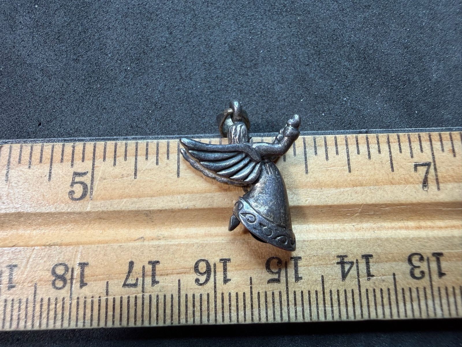4.12g Vintage Sterling Silver 925 Angel Wing Guardian Pendant Engraved Robe M
